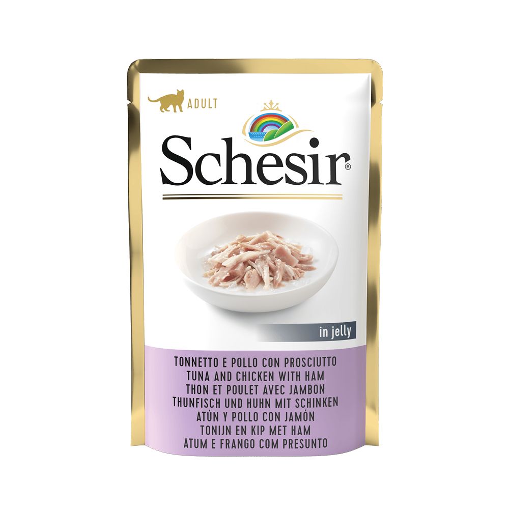 Schesir Cat tuna i piletina sa šunkom u želeu, vrećica 85 g slika 1