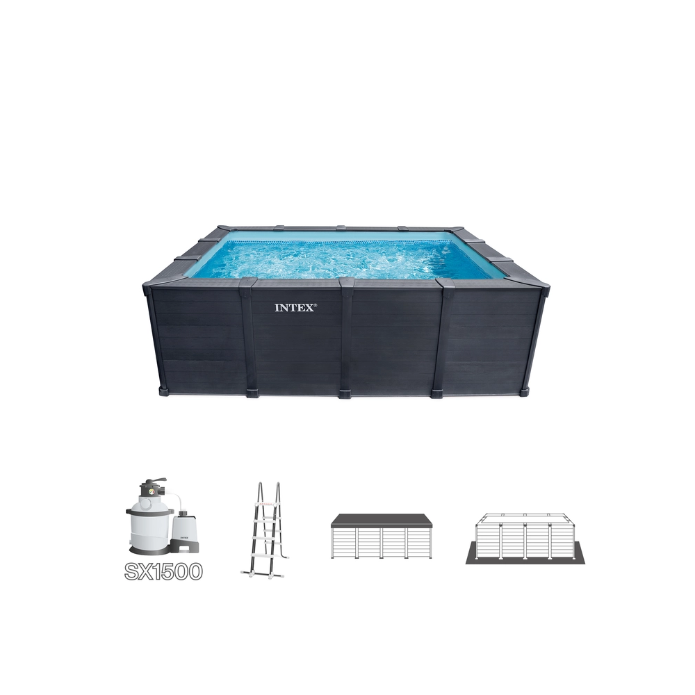 Intex četvrtasti bazen sa grafitnim panelom 400 x 300 x 124 cm 26396NP - Graphite Gray slika 6