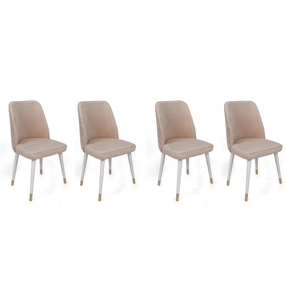 Hugo-407 V4 Set Stolica u Krem, Bijeloj i Zlatnoj Boji (4 Komada) slika 1