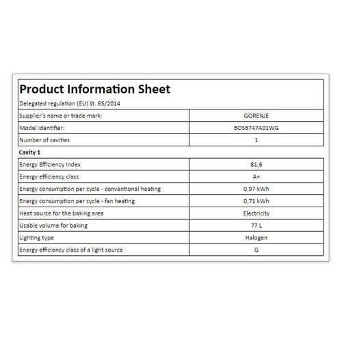 Gorenje BOS6747A01WG Ugradna rerna  slika 3