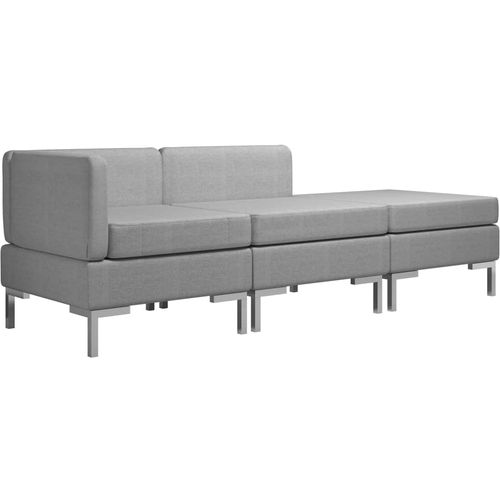 3-dijelni set sofa od tkanine svjetlosivi slika 2
