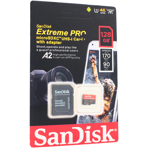 Mem. Kartica SanDisk SDHC 128GB Extreme PRO 4K UHD V30 sa adapterom CN slika 1