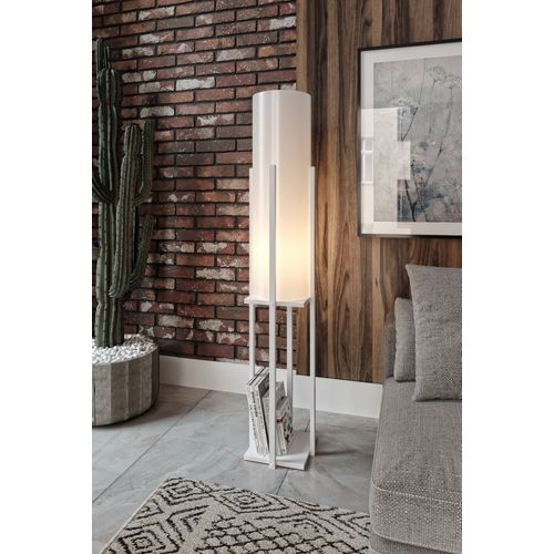 Opviq Podna lampa polica DOR bijela , ivreica, MDF, platno, visina 160 cm, promjer sjenila 21 cm, visina 84 cm, E27 45-60 W, Dor - White slika 2