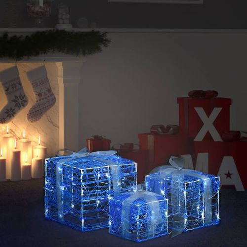 Ukrasne akrilne božićne kutije za poklone 3 kom hladne bijele slika 1