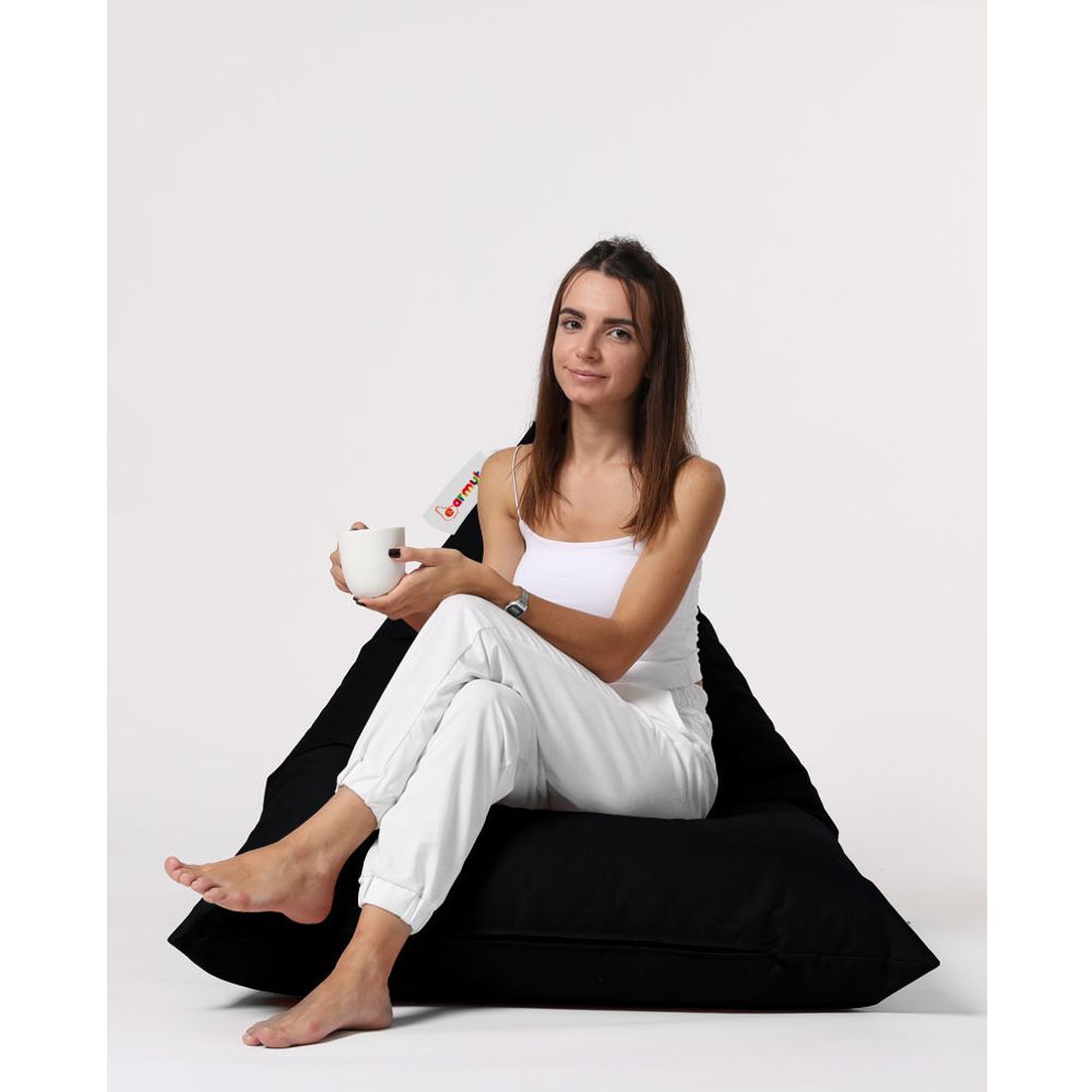 Piramidalni Veliki Pouf Ležaljka - Crni Vrt Bean Bag slika 6