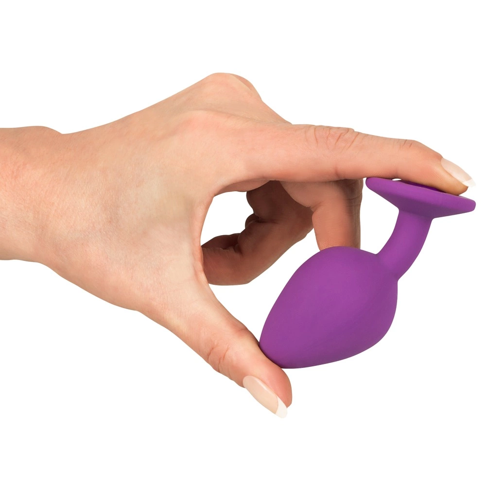 Analni čep Colorful Joy konusni ljubičasti s kristalima 8 cm slika 5