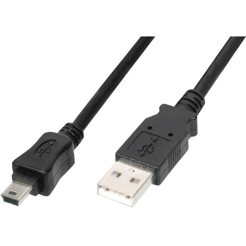 Digitus USB kabel USB 2.0 USB-A utikač, USB-Mini-B utikač 1.80 m crna s otg funkcijom AK-300108-018-S slika 1