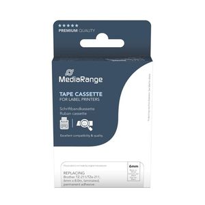MediaRange Label Tape Cartridge, Replacing Brother TZ-221/TZe-221, 9mm, 8m, Laminated and Permanent Adhesive, Black on White