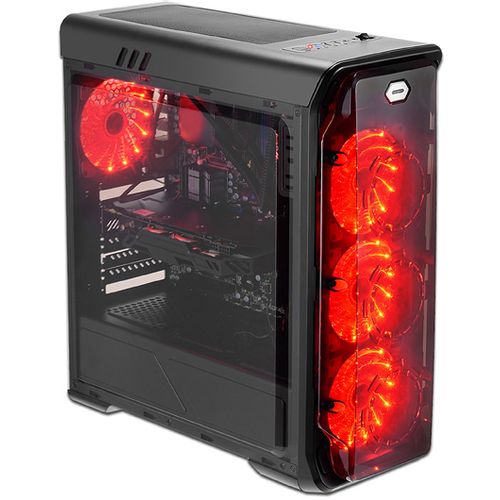 LC-Power Case LC-988B-ONRed Typhoon, Midi-ATX Case,Black, HD Audio, 4x120mm red fan slika 1