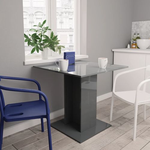Blagovaonski stol visoki sjaj sivi 80 x 80 x 75 cm od iverice slika 31