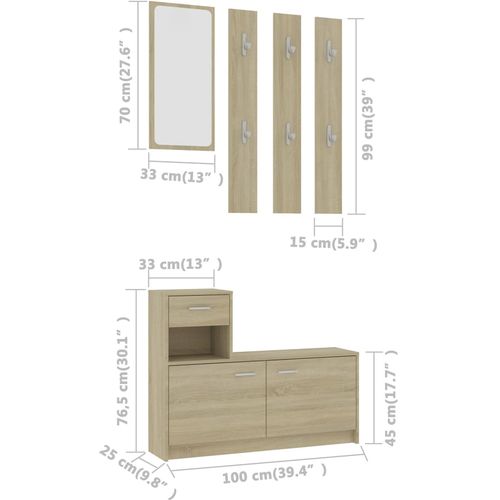 Set za hodnik boja hrasta sonome 100 x 25 x 76,5 cm od iverice slika 35