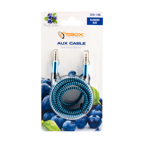 SBOX kabel 3,5-3,5mm M/M 1,5M Fruity Blister plavi slika 4