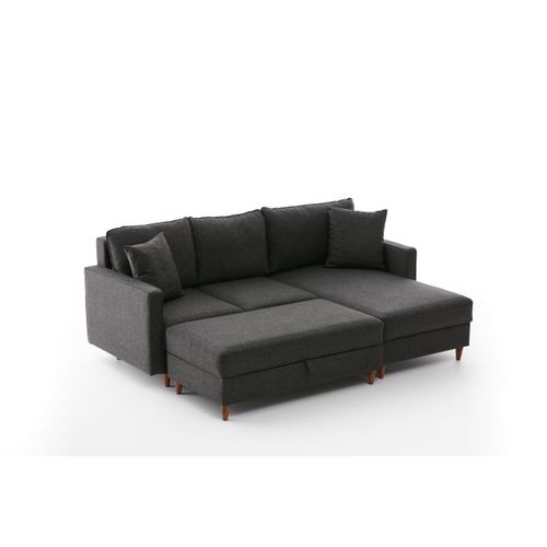 Ugaona Sofa 'Eva Right' u Antracit Boji sa Poufom slika 6