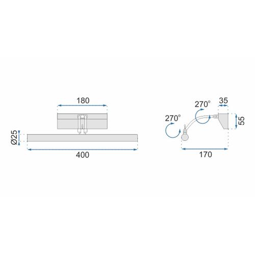 TOOLIGHT LED ZIDNA SVJETILJKA KUPAONICE IZNAD ZRCALA 5W 40CM APP364-1W CHROME slika 13