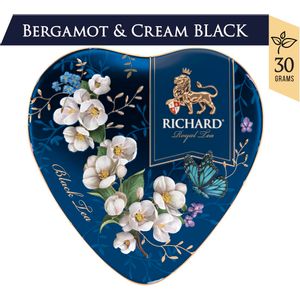 RICHARD Tea Royal Heart - Crni cejlonski čaj krupnog lista, sa bergamotom, vanilom, narandžom i laticama ruže u metalnoj kutiji, rinfuz 30g BLUE 110946