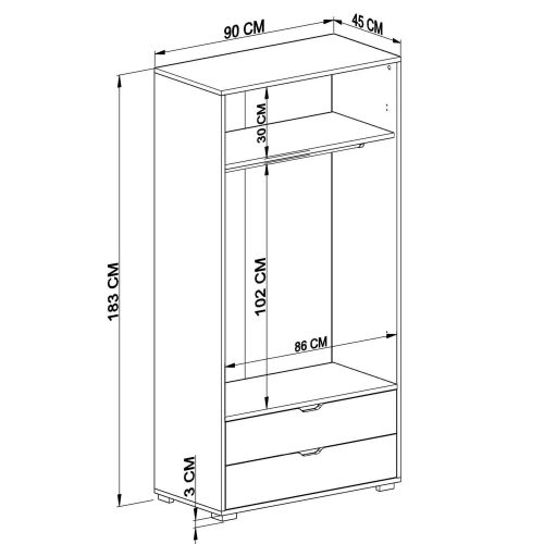 90 Cm 1600-015 Light Walnut
White Wardrobe slika 7