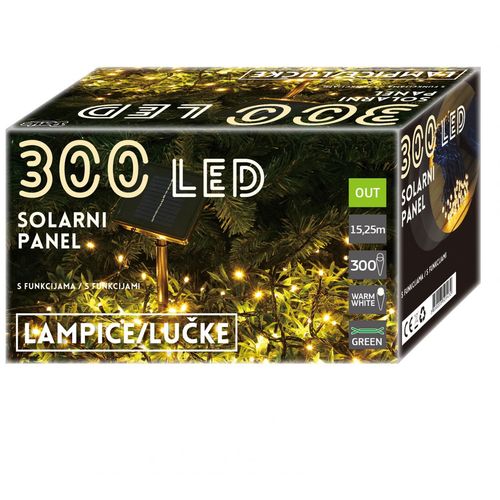 300 LED, solarni panel, 14.95 m, na baterije slika 1