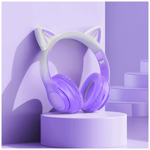 hoco. Slušalice bežične sa mikrofonom, Bluetooth - W42 Cat Ears, Purple Grape slika 4