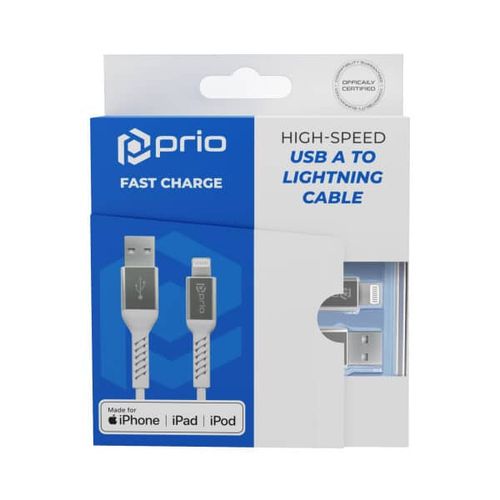 PRIO Charge &amp; Sync USB A na Lightning kabel MFi certificiran 120 cm bijele boje slika 1