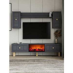 TV Unit Dario Bohem s Kaminom u boji antracita