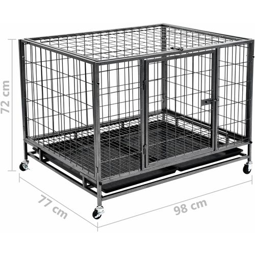 Izdržljivi kavez za pse s kotačima čelični 98 x 72 x 77 cm slika 22