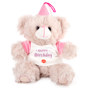 AMEK Plišana igračka Muzički medo Happy Birthday 23cm, Rozi