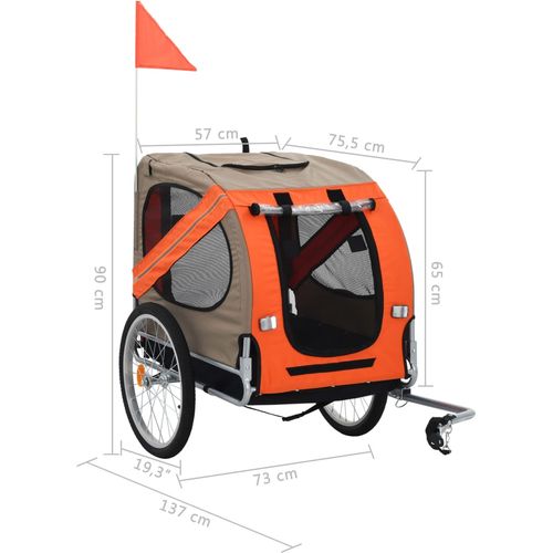 Prikolica za bicikl za psa narančasto-siva slika 13