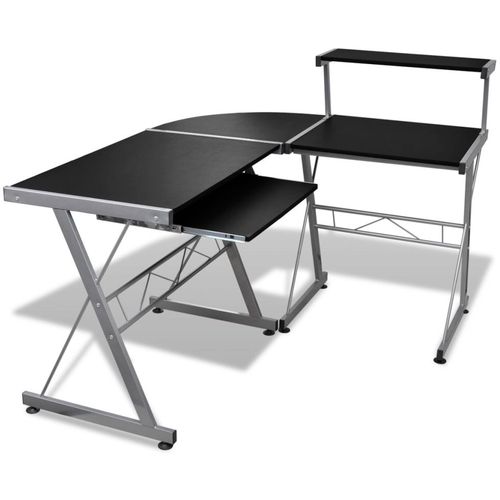 Crni uredski stol za računalo sa policom za tipkovnicu slika 21