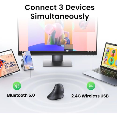 Ugreen bežični ergonomski vertikalni miš s Bluetooth i Wi-Fi povezivanjem slika 5