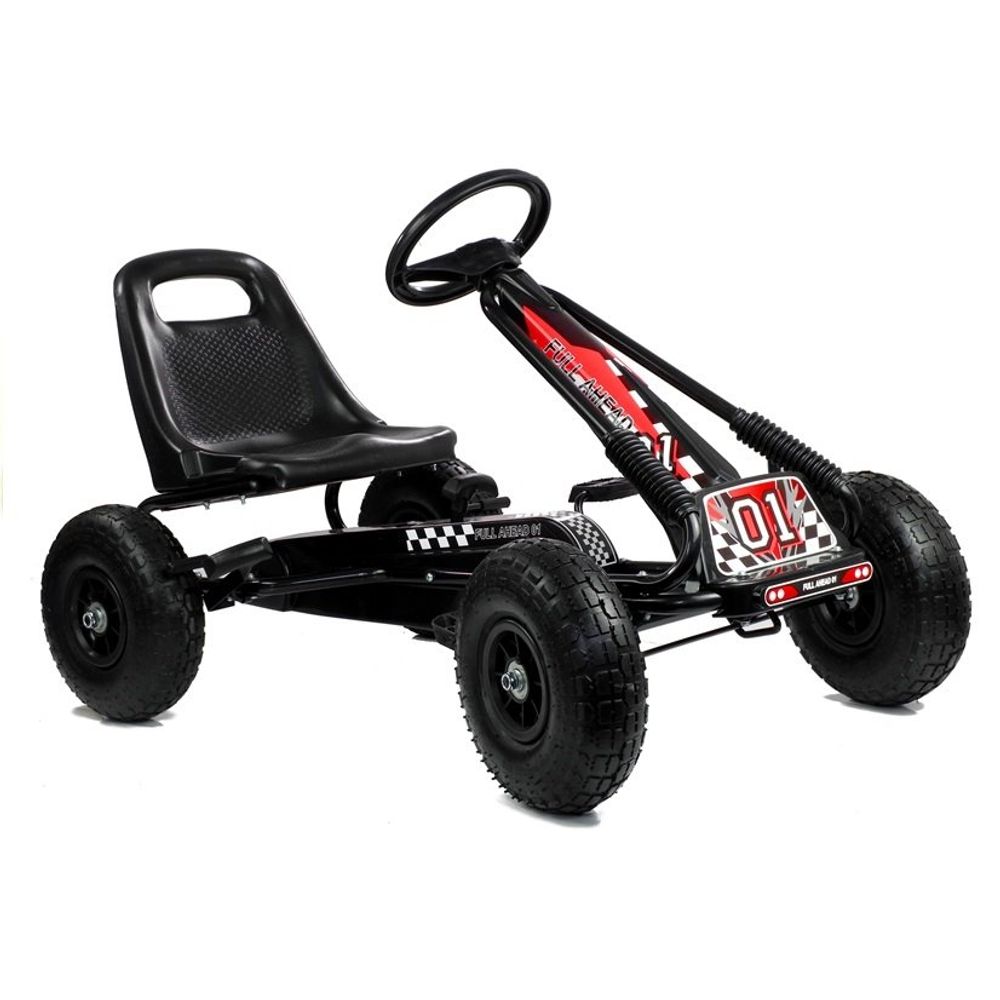 Go-Cart s pedalama za djecu, crni slika 1