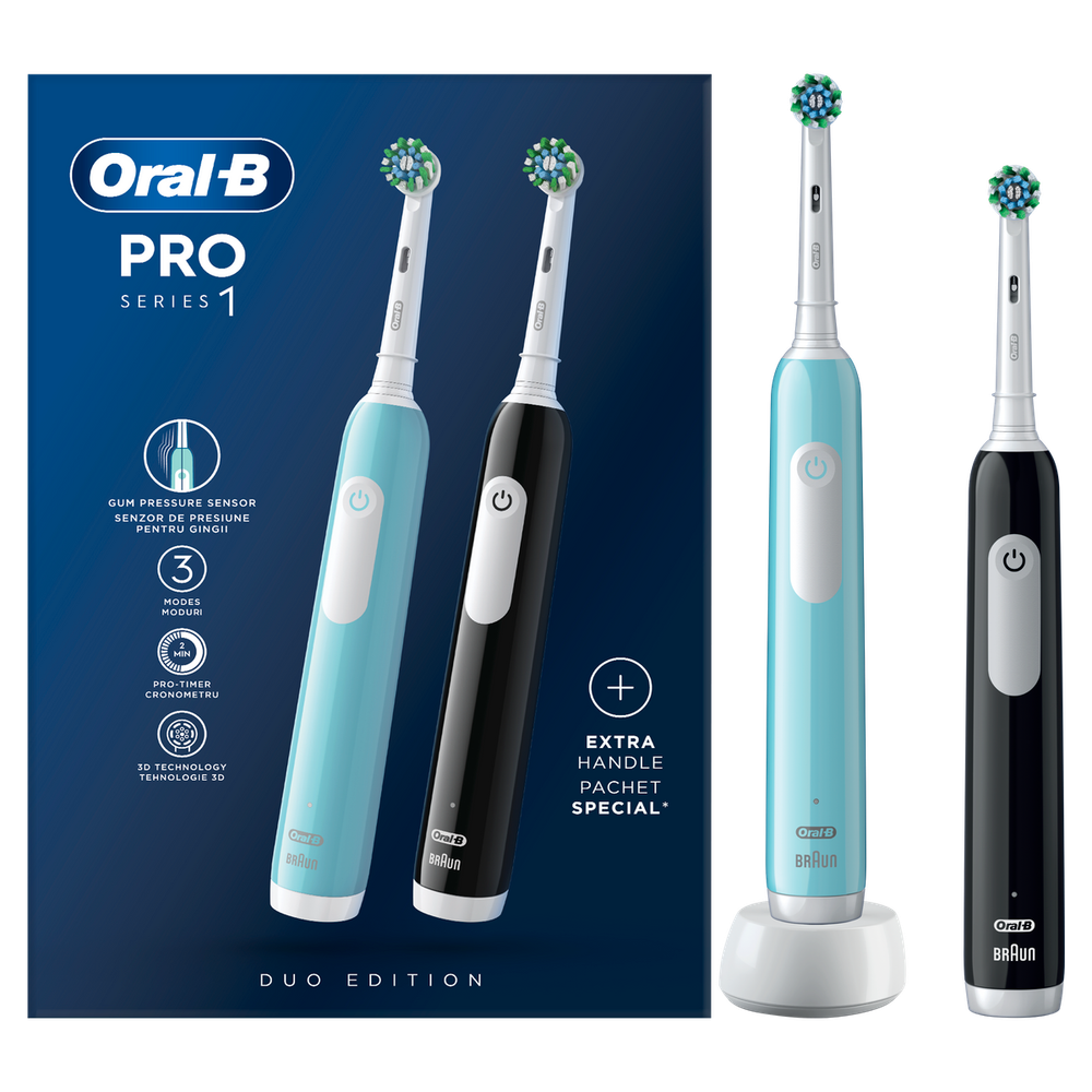 Oral-B Električna četkica Pro 1 Duo Pack (Black + Blue) slika 1