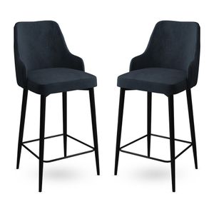 Enox - Antracit, Crni Antracit Bar Stolice Set (2 Komada)