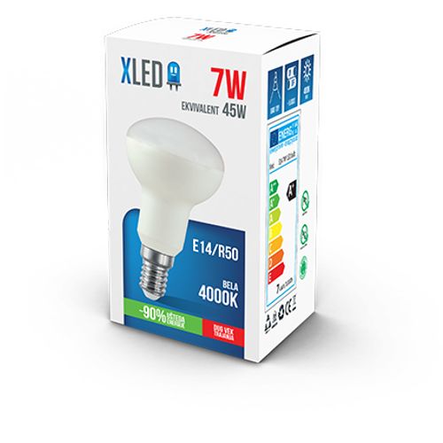 XLED E14 7W,R50 NB LED Sijalica 4000K,490Lm,220V,Bela slika 3