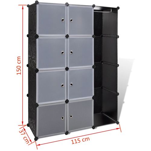 240497 Modular Cabinet with 9 Compartments 37x115x150 cm Black and White slika 14