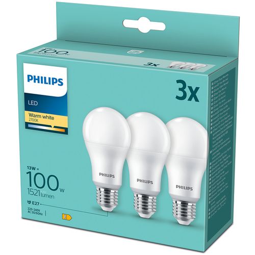 Philips LED žarulja, E27, A60, topla, 13W, mat. 3x slika 1