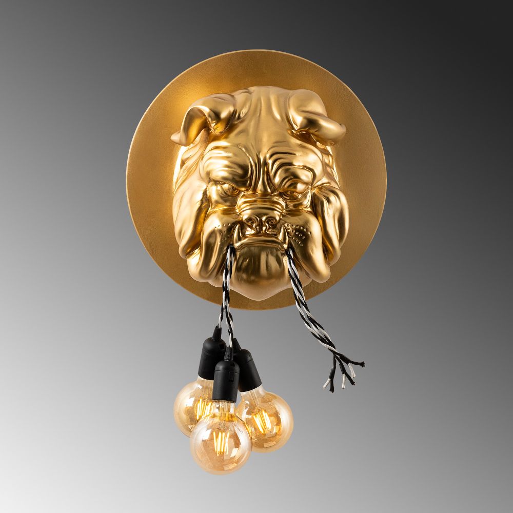 Zidna Lampa Bulldog u Zlatnoj Boji slika 5