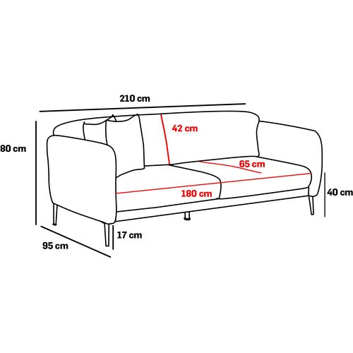 Atelier Del Sofa Trosjed na razvlačenje, Antracit, Venus 3-Seat - Anthracite slika 10