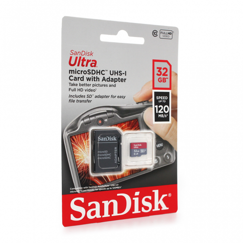 Mem. Kartica SanDisk SDHC 32GB Ultra Mic.120MB/s A1Class10 UHS-I +Adap. slika 1