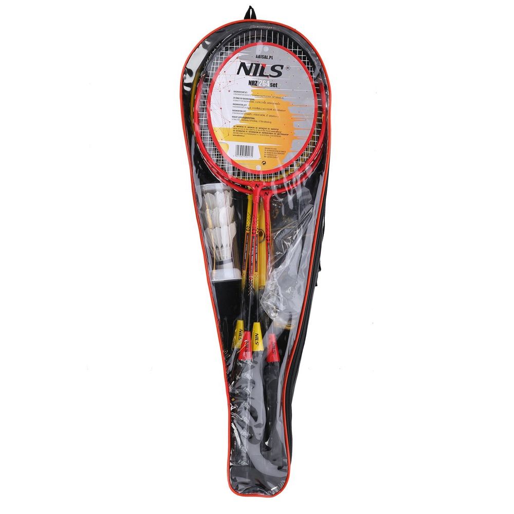 Nrz264 aluminijski / badminton set 4 rakete + 3 perja za loptice + mreža 600x60cm + navlaka nils slika 6