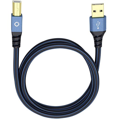 USB 2.0  [1x muški konektor USB 2.0 tipa a - 1x muški konektor USB 2.0 tipa b] 3.00 m plava boja pozlaćeni kontakti Oehlbach USB Plus B slika 1