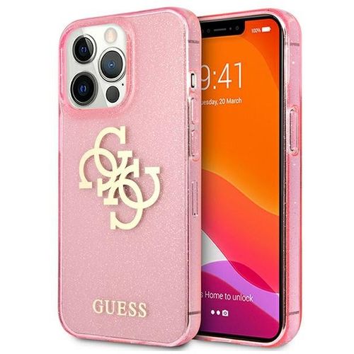 Guess maska za iPhone 13 Pro ružičasta hardcase Glitter 4G Big Logo slika 1