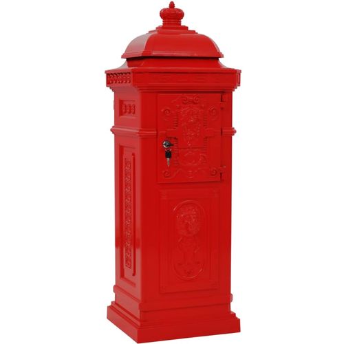 Poštanski sandučić sa stupom u vintage stilu nehrđajući crveni slika 7