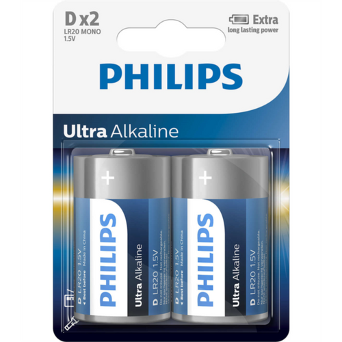 PHILIPS Ultra Alkaline baterije D (LR20), pakiranje od 2 komada slika 1