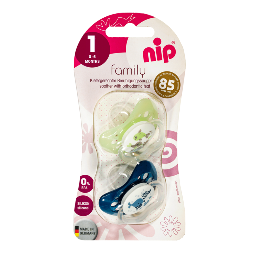 nip® Duda varalica Family 0-6mj (veličina 1) - Silikon, 2kom Plava, Zelena slika 3