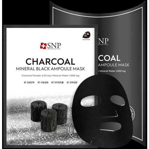 SNP Charcoal Mineral Black Ampoule Mask 25ml za učvršćivanje kože, sužavajući pore slika 2