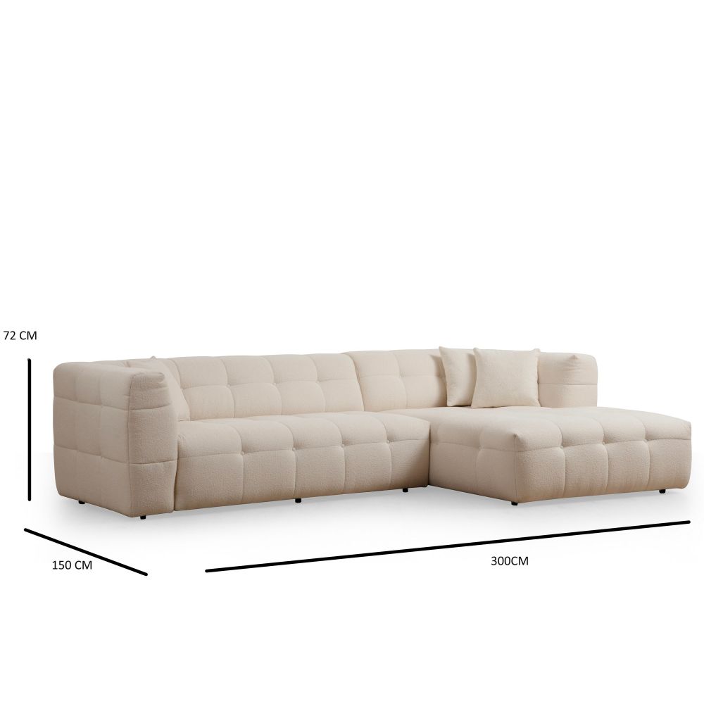 Cady 3 Seater Right - Bež Bež Ugao Sofa slika 7