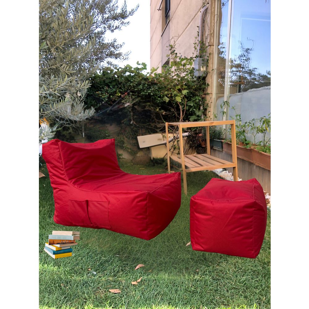 XXL Sedir - Set od Crvenih Bean Bag Jastučića (2 Komada) slika 1