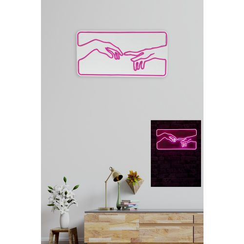 Wallity Ukrasna plastična LED rasvjeta, Creation of Adam - Pink slika 4