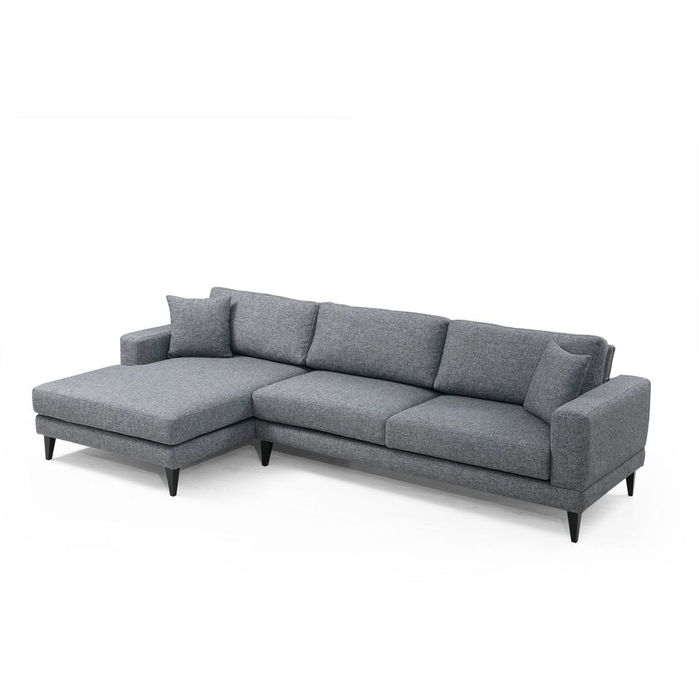 Nordijska Lijeva Kutna Sofa na Razvlačenje u Tamno Sivoj Boji slika 5