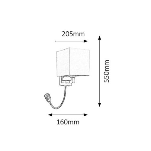 Rabalux Larkin zidna lampa sa čitačem E27 40W LED3W slika 5